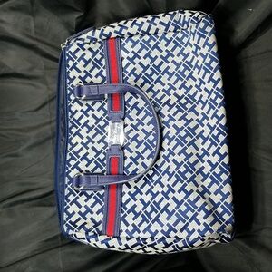 Tommy Hilfiger navy blue/white  Monogram logo jacquard tote bag